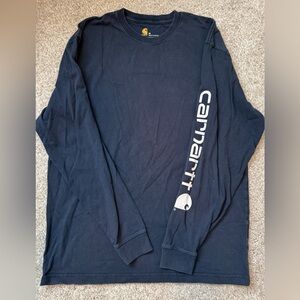 Carhartt Navy Long-Sleeve Logo Sleeve Tee